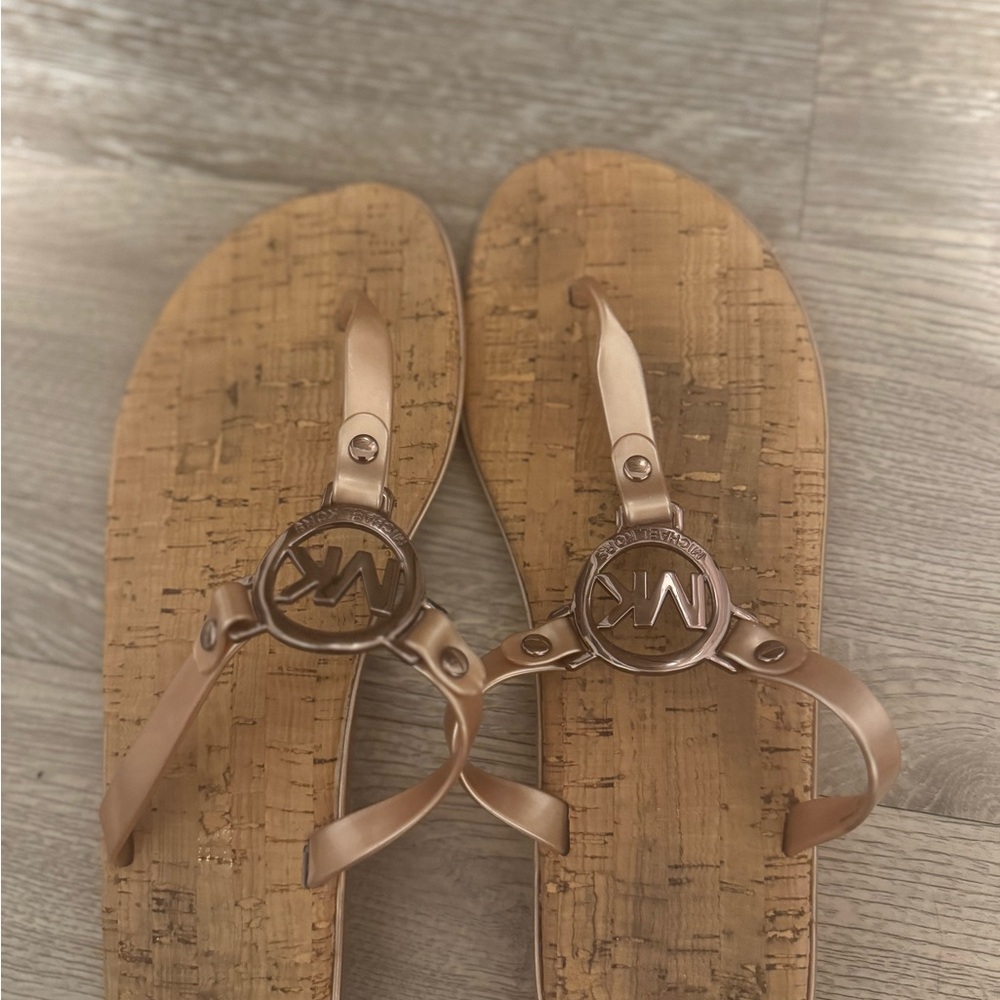 Michael Kors Cork Sandals with Bronze Details